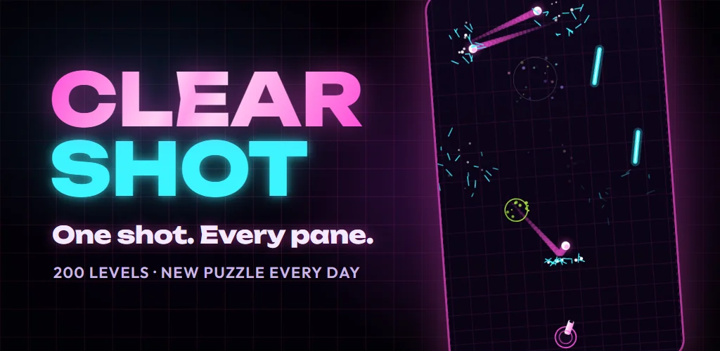 Clear Shot: one shot, every pane. 200 levels and a new puzzle every day