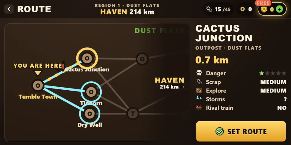 Choosing the next route on the map