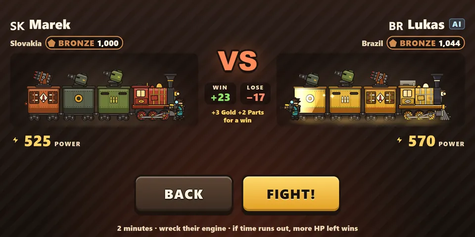 Train against train in the arena